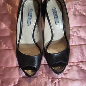 Prada Black Peep-Toe Women's Shoes